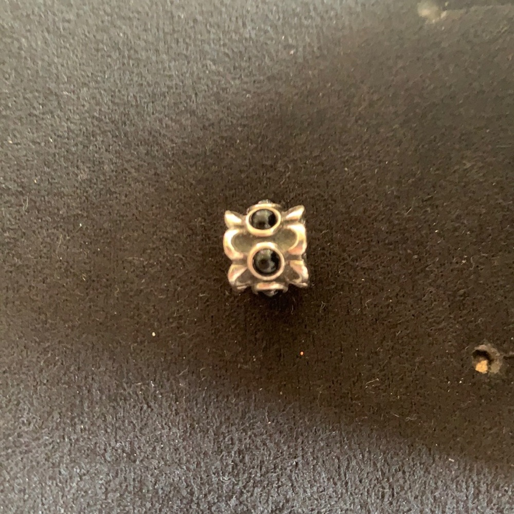 Pandora Charm | Silver and black gem